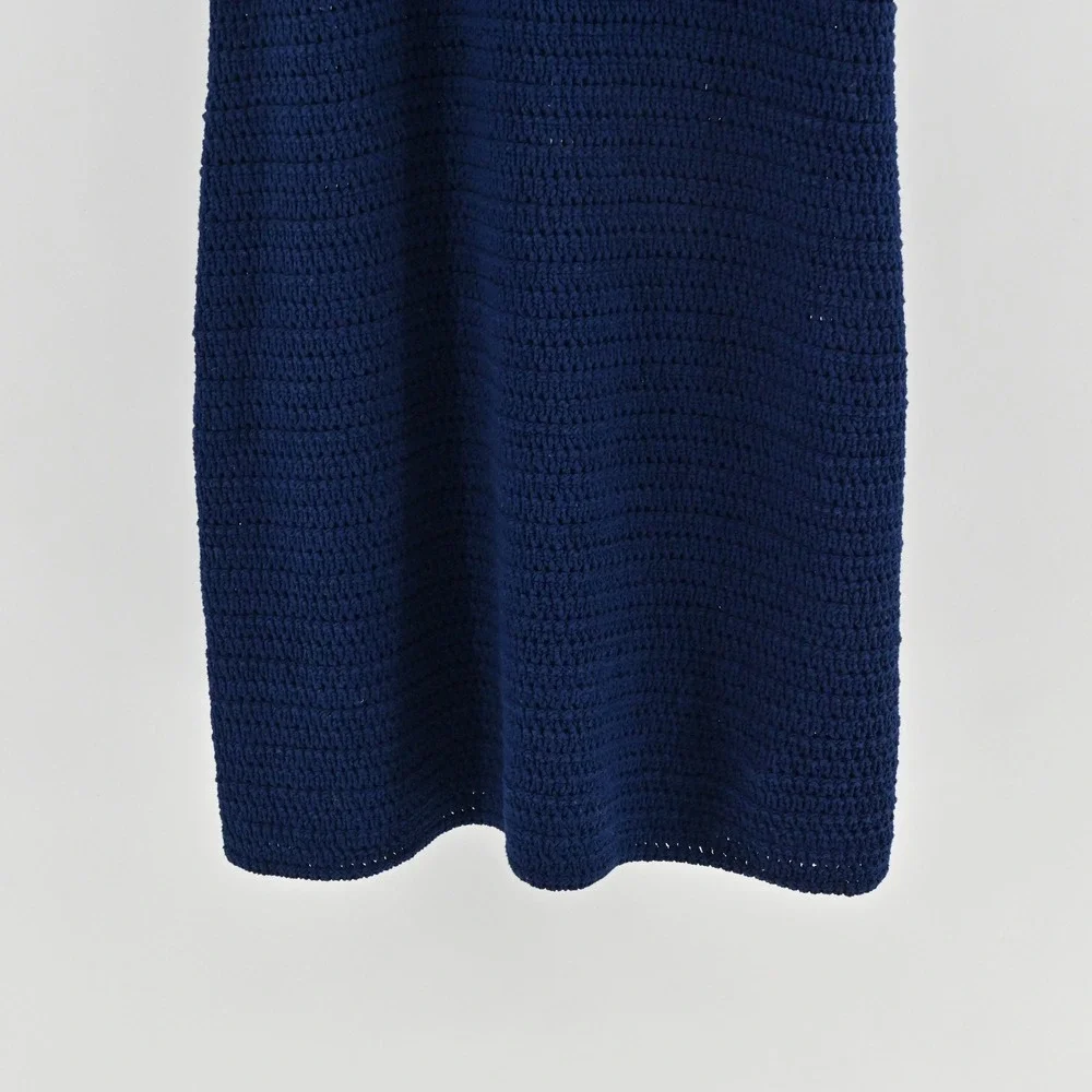 Banana Republic Crochet Knit Dress Size M Navy Blue Sleeveless Boho Vacation NWT